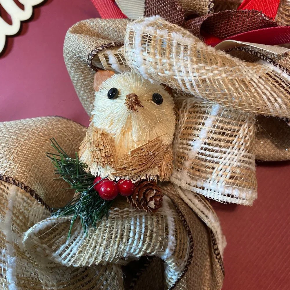 NEW Handmade Deco and Burlap Ribbon Believe Wreath